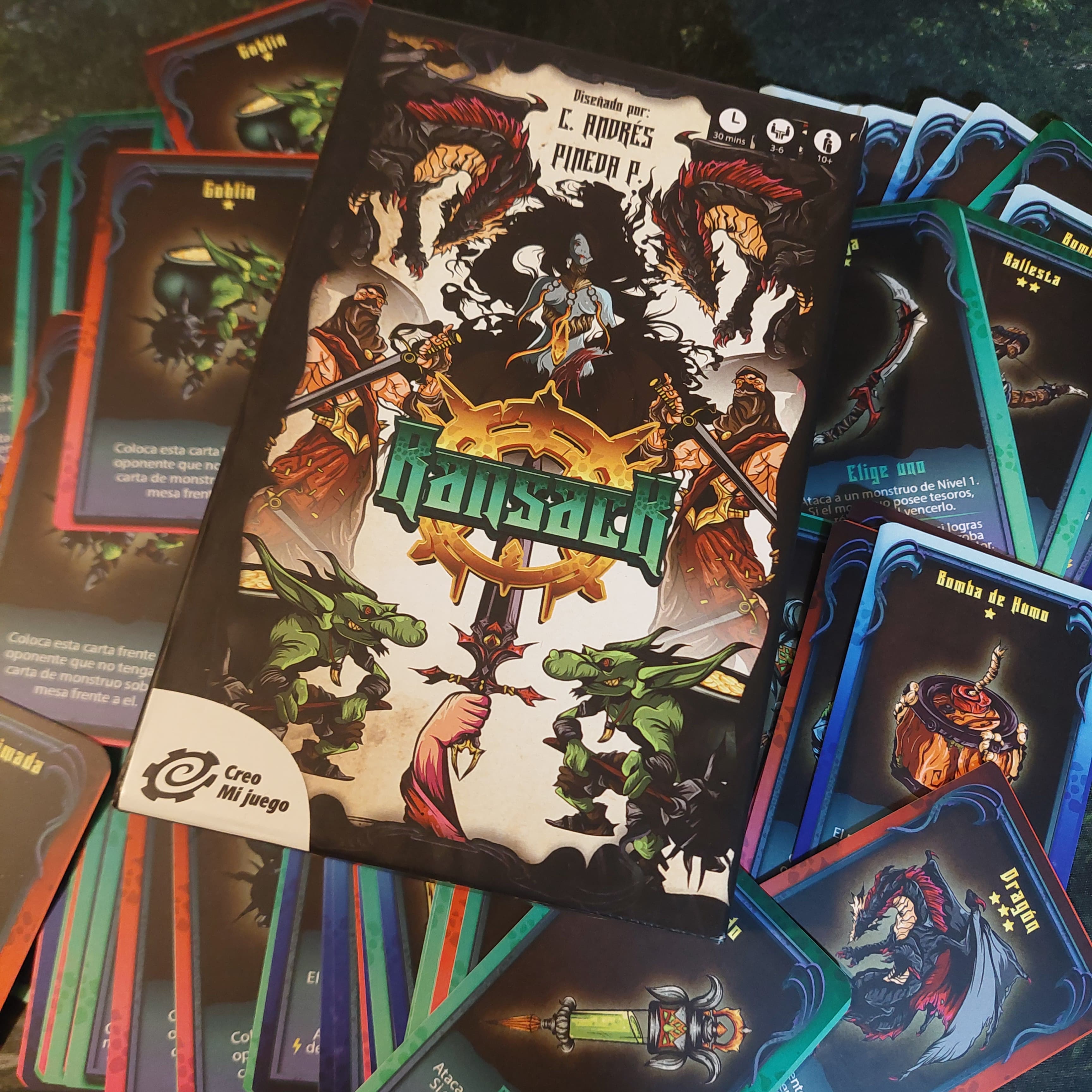 Ransack cards spread out on a table